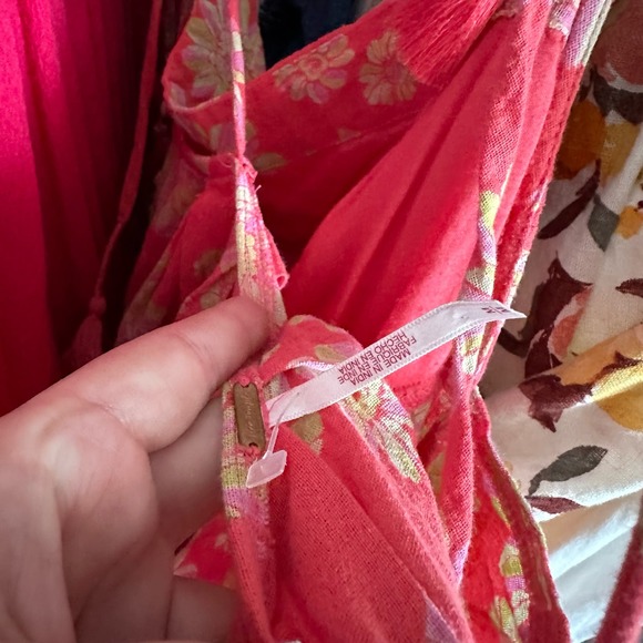 Free People Indigo Molly Spaghetti Strap Tunic Pink Medium - Picture 4 of 5